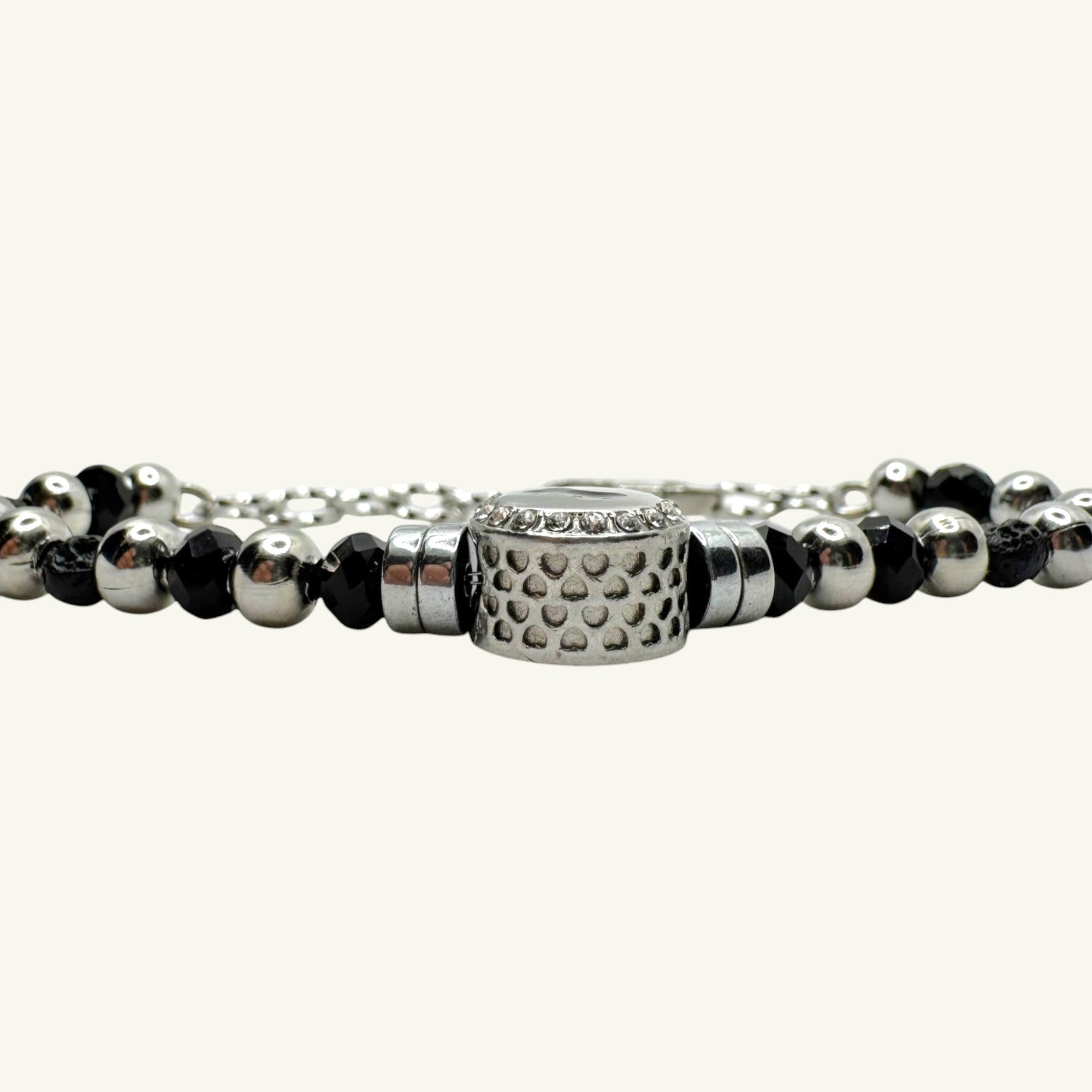 Bracciale onice con charm nero Sharifa Crystals